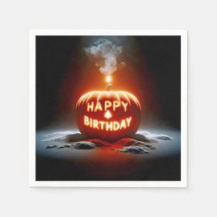 Happy Birthday Jack-o-lantern Candle Napkin