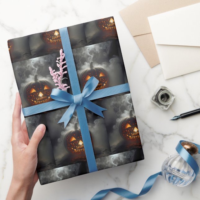 Happy Birthday Jack-o-lantern Wrapping Paper (Gifting)