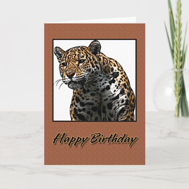 Happy Birthday Jaguar Illustration Card (Front)