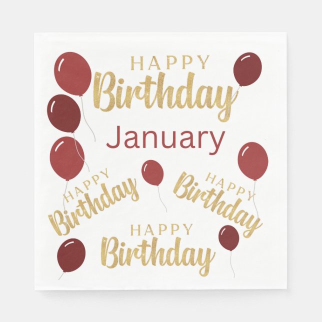 Happy birthday January birthdays Paper Napkin (Front)