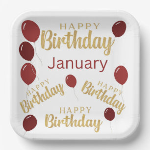 Happy birthday January birthdays Paper Plate