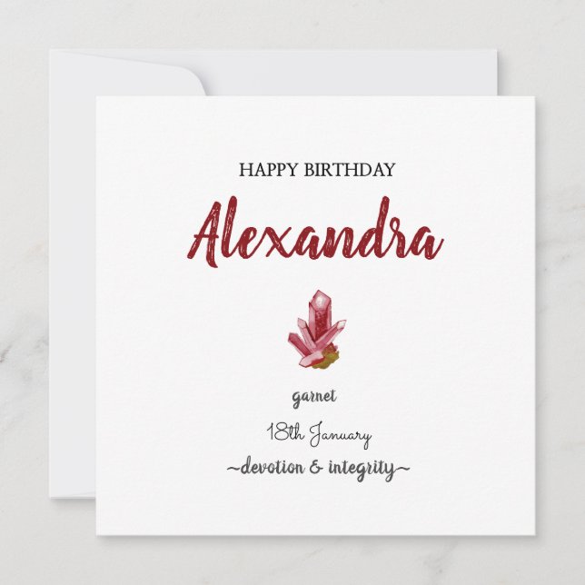 Happy birthday January birthstone garnet gem Card (Front)