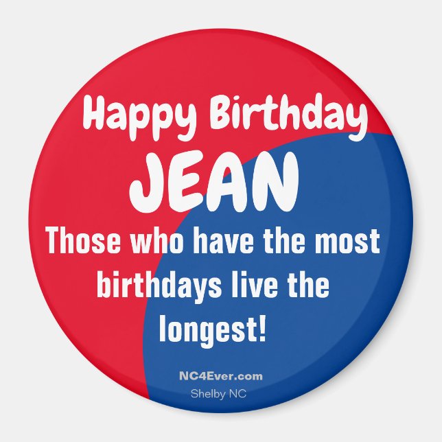 Happy Birthday JEAN Refrigerator Magnet (Front)