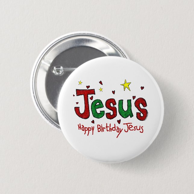 Happy Birthday Jesus 2 Inch Round Button (Front & Back)