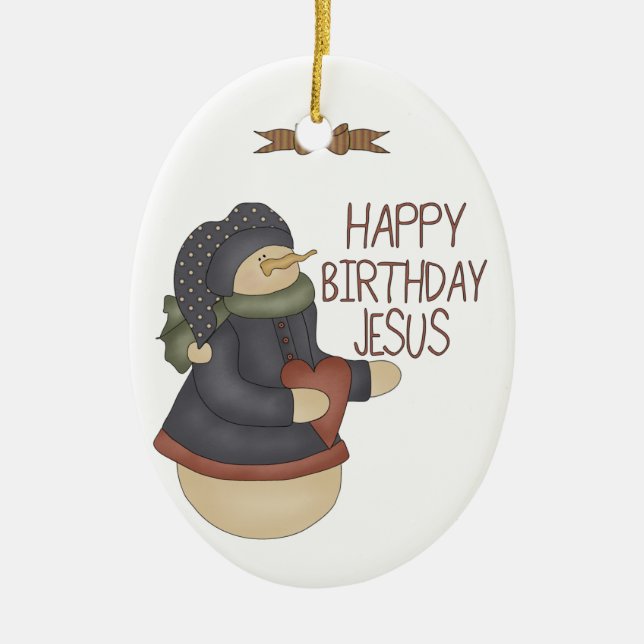 Happy Birthday Jesus Ceramic Ornament (Front)