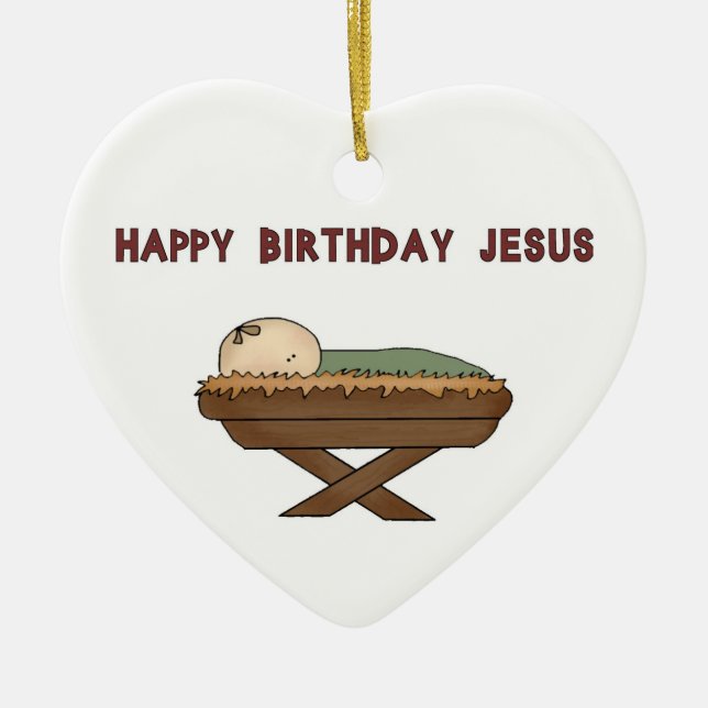Happy BIrthday Jesus Ceramic Ornament (Front)