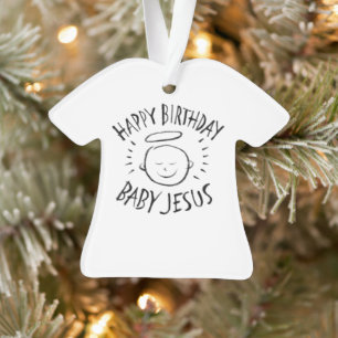 Happy Birthday Jesus - Christmas Christian Chalk Ornament