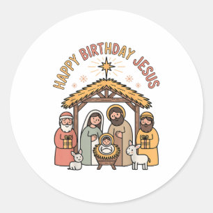 Happy Birthday Jesus Christmas Christian Outfit To Classic Round Sticker