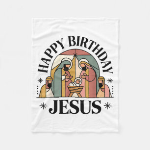 Happy Birthday Jesus Christmas Christian Outfit To Fleece Blanket