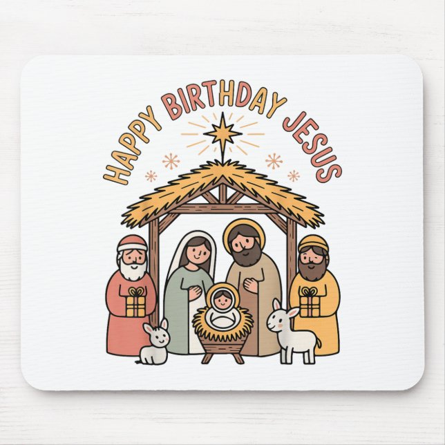 Happy Birthday Jesus Christmas Christian Outfit To Mouse Pad (Front)