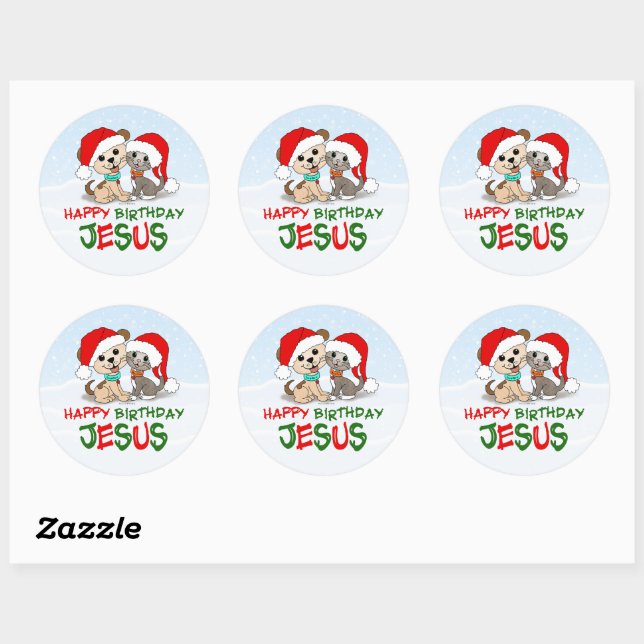 Happy Birthday Jesus Classic Round Sticker (Sheet)