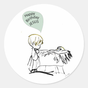 happy birthday jesus classic round sticker