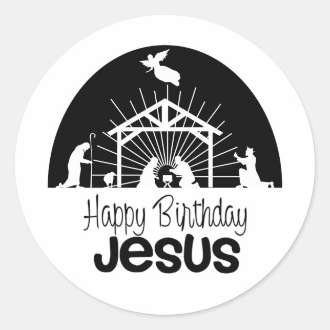 Happy Birthday Jesus Classic Round Sticker (Front)