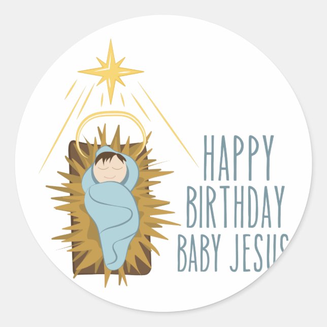 Happy Birthday Jesus Classic Round Sticker (Front)