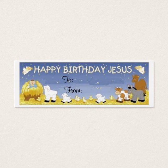 Happy Birthday Jesus Gift Tag Card - (Front)