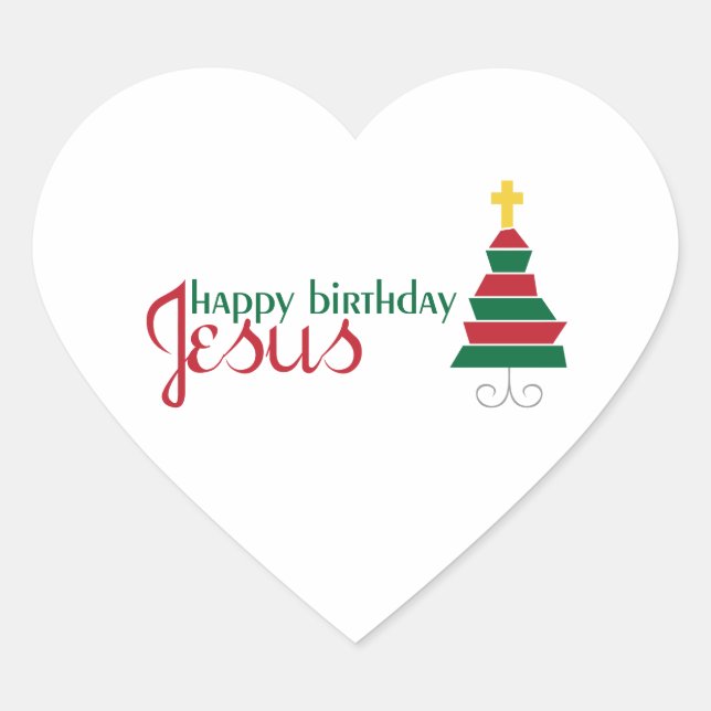 Happy Birthday Jesus Heart Sticker (Front)