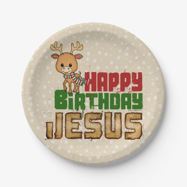 Happy Birthday Jesus Paper Plate (Front)