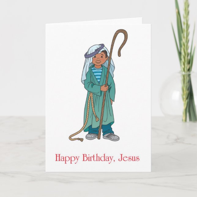 Happy Birthday Jesus Shepherd Boy Holiday Greeting (Front)