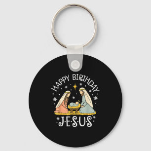 Happy Birthday Jesus Ugly Christmas Sweater Christ Keychain