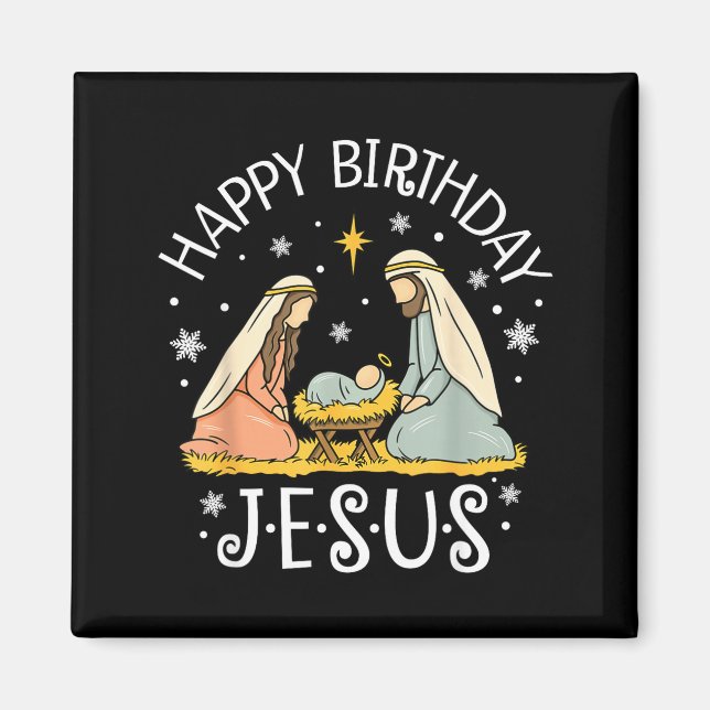 Happy Birthday Jesus Ugly Christmas Sweater Christ Magnet (Front)