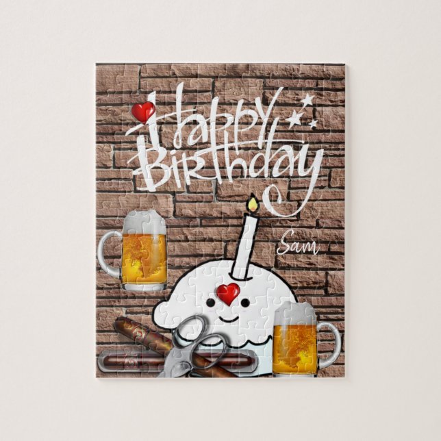 Happy Birthday Jigsaw Puzzle Beer (Vertical)