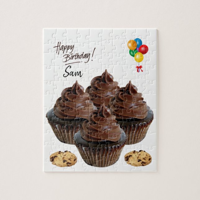 Happy Birthday Jigsaw Puzzle Chocolate Cupcakes (Vertical)
