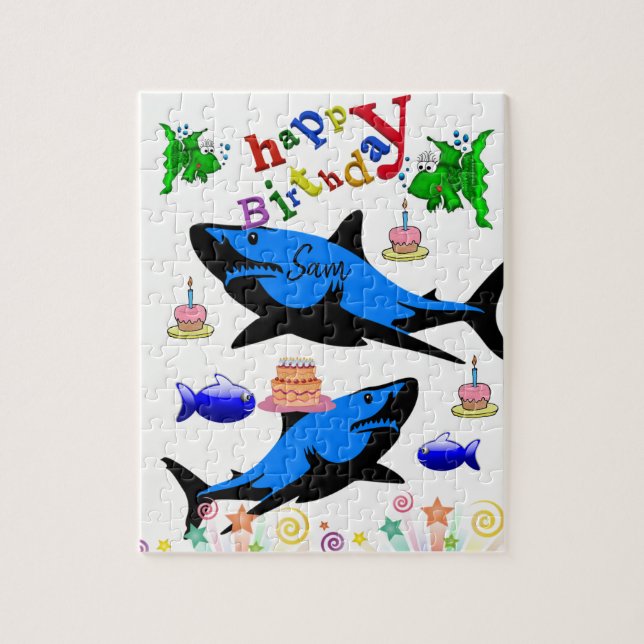 Happy Birthday Jigsaw Puzzle Shark (Vertical)