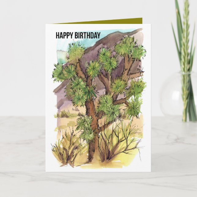 Happy Birthday Joshua Tree Desert Landscape Card (Front)