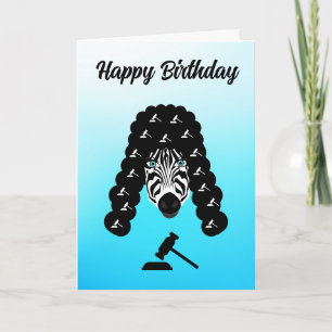 happy birthday judge zebra black long hair card