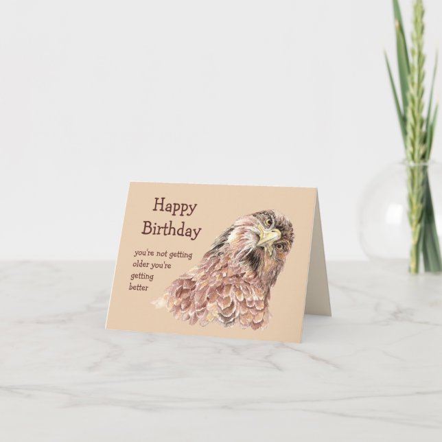 Happy Birthday Judgemental  Fun Hawk Card (Front)