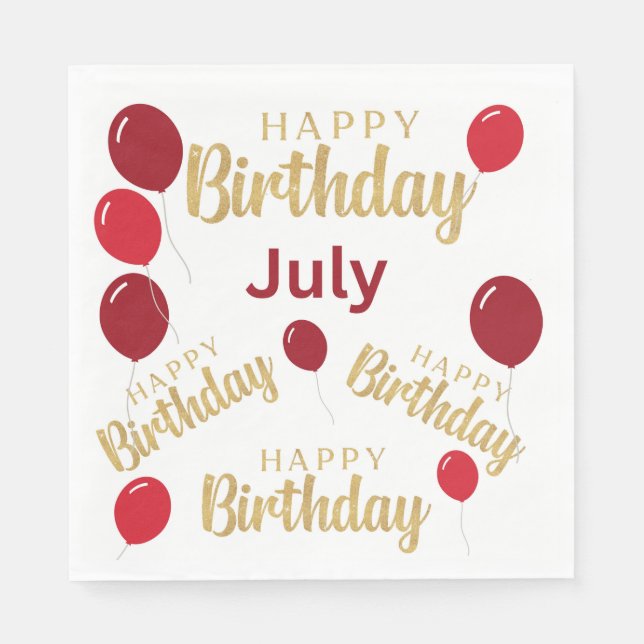 Happy birthday July birthdays Paper Napkin (Front)