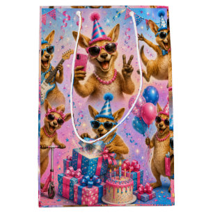 Happy Birthday Kangaroo Design Sheets Medium Gift Bag