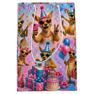 Happy Birthday Kangaroo Design Sheets Medium Gift Bag