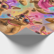 Happy Birthday Kangaroo gift wrap