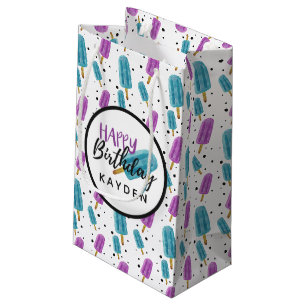 Happy Birthday Kid's Name Summer Ice Pop Party Small Gift Bag
