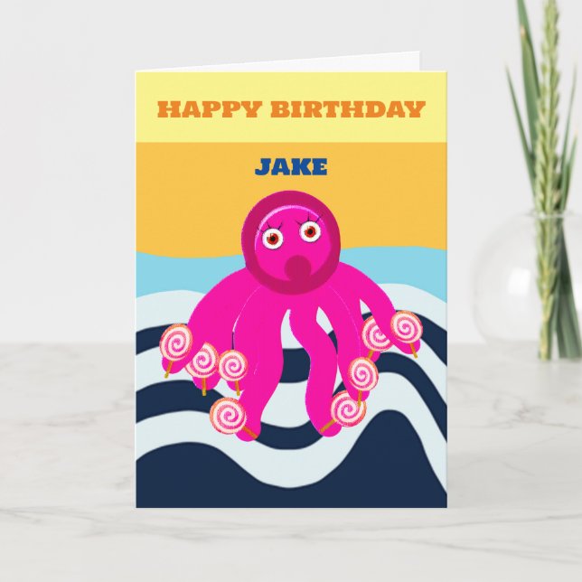 Happy Birthday kids octopus Card (Front)