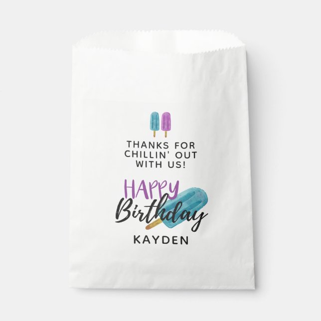 HAPPY BIRTHDAY Kid's Summer Ice Pop Party Guest Favour Bag (Front)