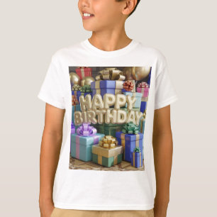 Happy Birthday Kid's T-Shirt With Gifts