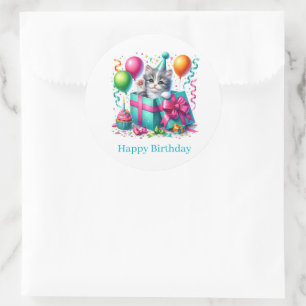 Happy Birthday Kitten Stickers