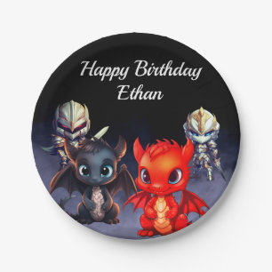 Happy Birthday knights and dragons  Paper Plate