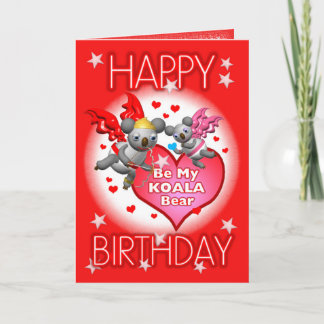 Happy Birthday Koala Hearts Greeting Card w/Words
