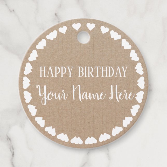 Happy Birthday Kraft Paper Favour Tags (Front)