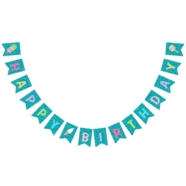 Happy Birthday l Pool Party l Dessert Floats Bunting Flags (All)