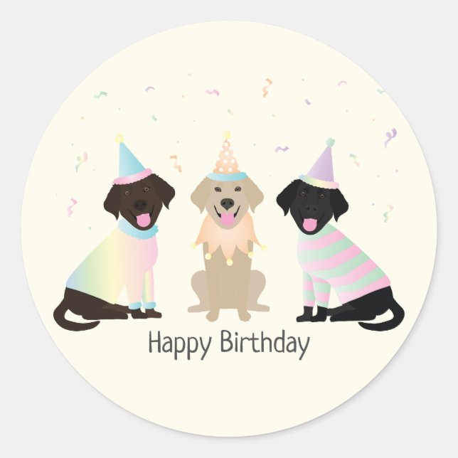 Happy Birthday Labrador Retriever Dogs Classic Round Sticker (Front)