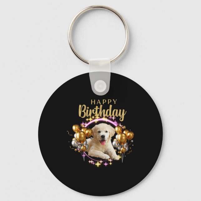 Happy Birthday Labrador Retriever Keychain (Front)