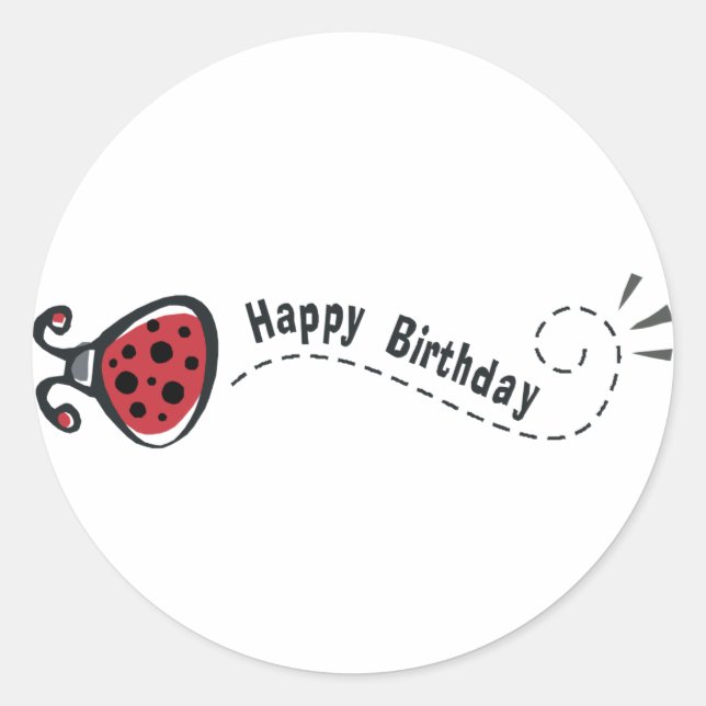 Happy Birthday Ladybug Classic Round Sticker (Front)