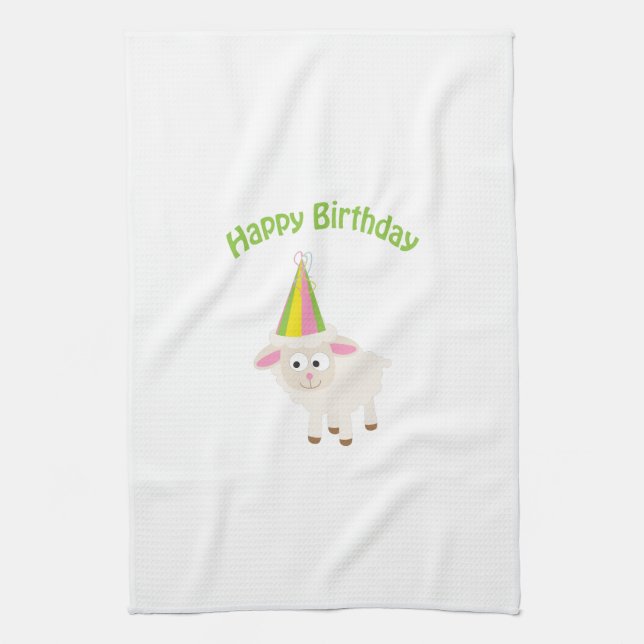 Happy birthday Lamb Kitchen Towel (Vertical)