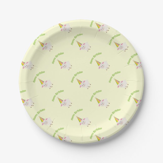 Happy Birthday Lamb Paper Plate (Front)
