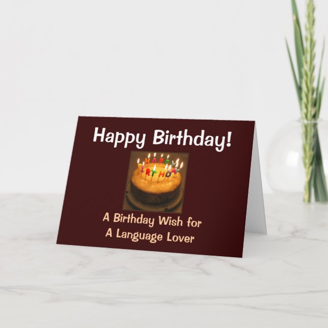 Happy Birthday Language Lover Card (Front)