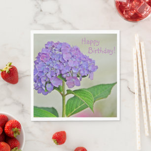 Happy Birthday Lavender Hydrangea Napkin